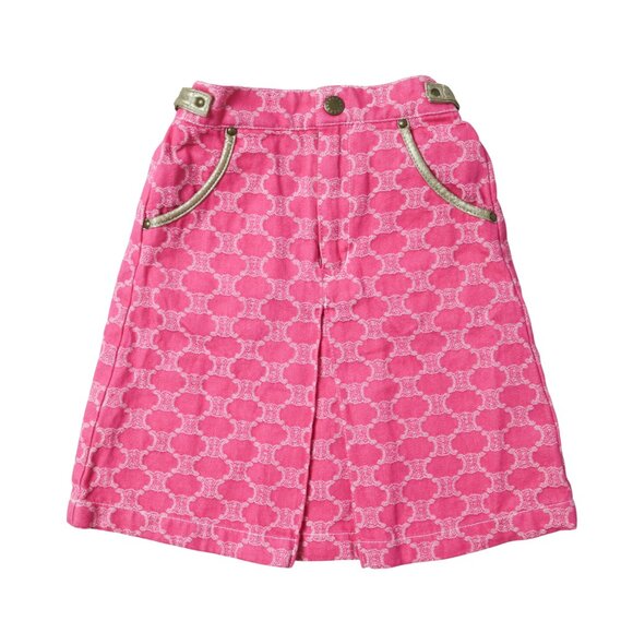 Rare Celine Monogram Logo Print Denim Skirt - Picture 1 of 7